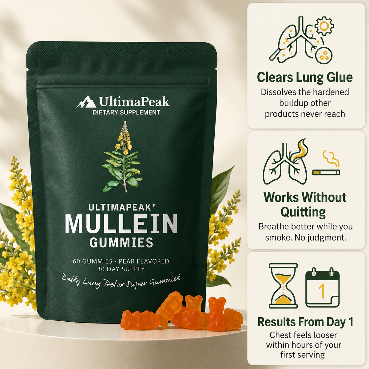 New Maximum Potency Mullein Gummies For Smokers | UltimaPeak®